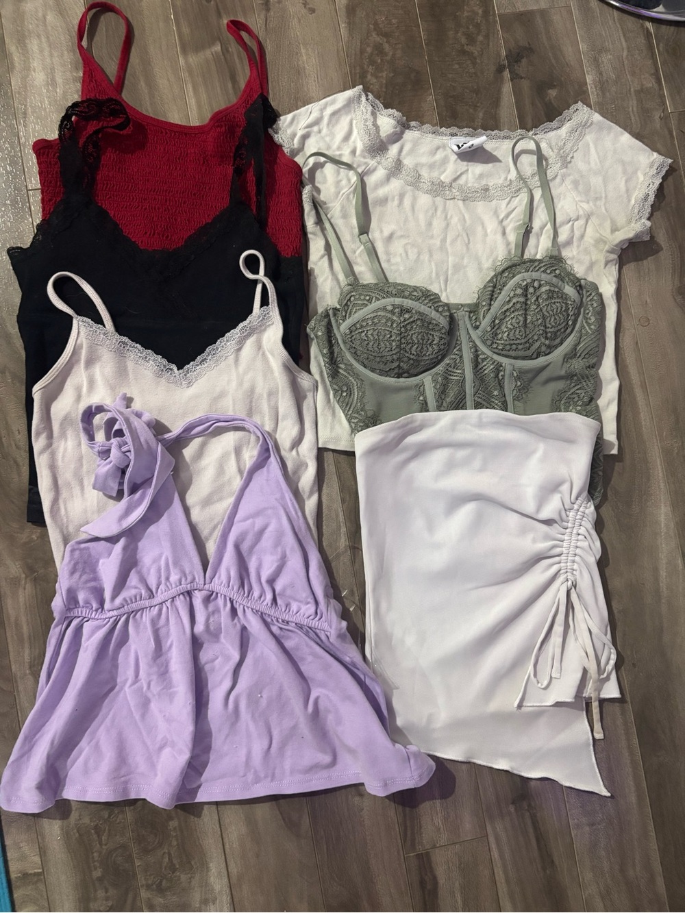 Mixed Women's Tank & Crop Top Bundle - Lavender, Olive, Black, Red, White